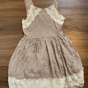 Free People Tan Lace Mini Dress